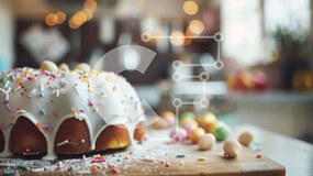 Σετ των 2 Intra Συλλεκτικό Ξύλινο Παζλ Plywood  4mm - Τούρτα Bundt με White Frosting και Sprinkles Σε Ξύλινο Κουτί - Διαστάσεις: 10x10 cm – 25 κομμάτια