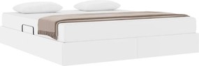 vidaXL Κρεβάτι με αποθηκευτικό χώρο και στρώμα 2 pcs Λευκό Δέρμα
