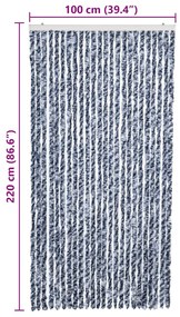 vidaXL Σήτα - Κουρτίνα Πόρτας Μπλε/Λευκό/Ασημί 100 x 220 εκ. από Σενίλ