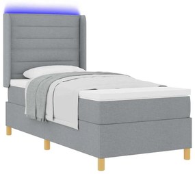 vidaXL Κρεβάτι με ελατήρια με στρώμα Ανοιχτό γκρι 100 x 200 cm ύφασμα