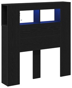vidaXL LED κεφαλάρι με ράφι Μαύρη δρυς 100 x 18.5 x 103.5 εκ.