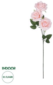 GloboStar® Artificial Garden LIGHT PINK  CLIMBING ROSE BRANCH 21193 Τεχνητό Διακοσμητικό Κλαδί Τριαντάφυλλο Ανοιχτό Ροζ Y66cm