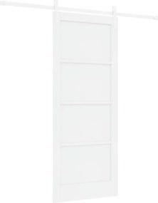 vidaXL Συρόμενη Πόρτα Λευκό 83 x 202 εκ. Μασίφ Ξύλο Πεύκου