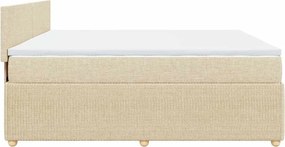 vidaXL Κρεβάτι Boxspring με Στρώμα Κρεμ 200x200 εκ. Υφασμάτινο
