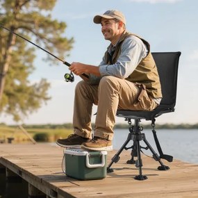 VEVOR Hunting Chair 360° Swivel Folding Blind Chair Adjustable Legs Seat Cover
