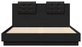 vidaXL Πλαίσιο Κρεβατιού με Κεφαλάρι Μαύρο 160x200 εκ. Επεξεργ. Ξύλο