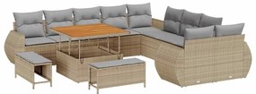 vidaXL Σετ Καναπέ Κήπου 13 pcs Μπεζ συνθετικό ρατάν