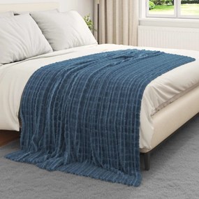 vidaXL Κουβέρτα Σκούρο μπλε 200 x 150 cm Μαλλί