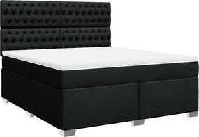 vidaXL Κρεβάτι Boxspring με Στρώμα Μαύρο 180x200 εκ. Υφασμάτινο