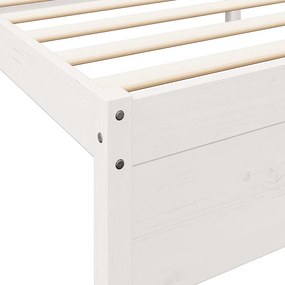 Κρεβάτι Βιβλιοθήκη Χωρίς Στρώμα Λευκό 135x190 εκ Μασίφ Πεύκο - Λευκό