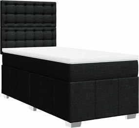 vidaXL Κρεβάτι Boxspring με Στρώμα Μαύρο 100 x 200 εκ. Υφασμάτινο