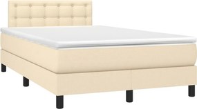 vidaXL Κρεβάτι Boxspring με Στρώμα Κρεμ 120x200 εκ. Υφασμάτινο