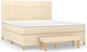 vidaXL Κρεβάτι Boxspring με Στρώμα Κρεμ 180x200 εκ. Υφασμάτινο