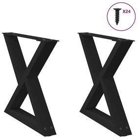 vidaXL Πόδια Τραπεζιού Σαλονιού 2 τεμ. Μαύρο 60x(42-43,3) εκ. Ατσάλι
