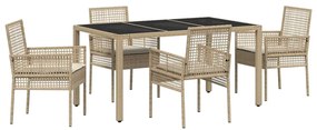 vidaXL Σέτ φαγητού για κήπο 5 pcs Μπεζ Πολυ ράταν
