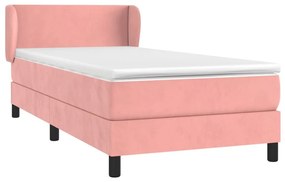 Κρεβάτι Boxspring με Στρώμα Ροζ 90x200 εκ. Βελούδινο - Ροζ