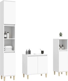 vidaXL Σετ Επίπλων Μπάνιου 3 Τεμαχίων Λευκό από Επεξεργασμένο Ξύλο