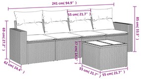 vidaXL Σετ Καναπέ Κήπου 5 τεμ. Μπεζ Συνθετικό Ρατάν με Μαξιλάρι