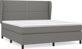 vidaXL Κρεβάτι Boxspring με Στρώμα Σκούρο Γκρι 180x200 εκ Υφασμάτιν