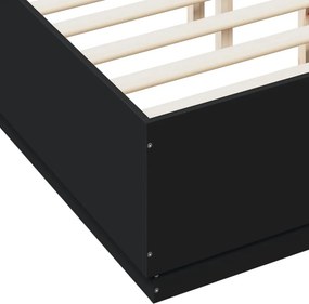 vidaXL Πλαίσιο Κρεβατιού Μαύρο 135x190 εκ. Επεξεργ. Ξύλο
