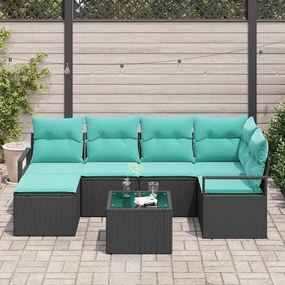 vidaXL Σετ Καναπέ με μαξιλάρι 7 pcs Μαύρο συνθετικό ρατάν