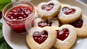 Σετ των 2 Intra Συλλεκτικό Ξύλινο Παζλ Plywood  4mm - Μπισκότα σε σχήμα καρδιάς με μαρμελάδα φράουλα Σε Ξύλινο Κουτί - Διαστάσεις: 10x10 cm – 25 κομμάτια