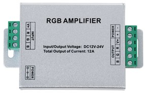 GloboStar® 73392 DC Power &amp; Signal High Speed Amplifier Ενισχυτής Ισχύος &amp; Σήματος Υψηλών Ταχυτήτων 3 Καναλιών DC 12-24V 3 x 4A 96W - Max 12A 288W - IP20 RGB Μ10.5 x Π6.5 x Υ2.5cm - 2 Years Warranty