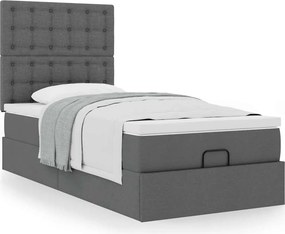 vidaXL Οθωμανικό κρεβάτι με στρώμα σκούρο γκρι 100x200cm ύφασμα