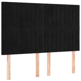 vidaXL Κρεβάτι Boxspring με Στρώμα &amp; LED Μαύρο 140x200 εκ. Βελούδινο
