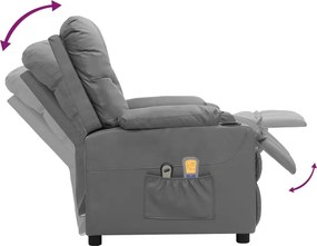 vidaXL Πολυθρόνα Μασάζ Ηλεκτρική Γκρι από Συνθετικό Δέρμα