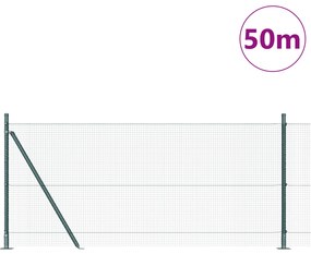 vidaXL Φράκτης  με 13 στήλες πράσινος 1x50 μ