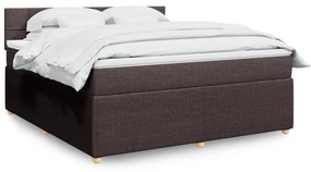 Κρεβάτι Boxspring με Στρώμα Σκούρο Καφέ 180x200 εκ Υφασμάτινο - Καφέ