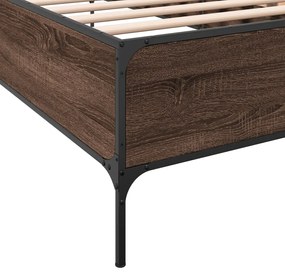 vidaXL Πλαίσιο Κρεβατιού Καφέ Δρυς 100x200 εκ. Επεξ. Ξύλο &amp; Μέταλλο