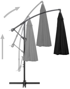 vidaXL Ομπρέλα Κρεμαστή Μαύρη 3 μ. με Ιστό Αλουμινίου