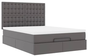 vidaXL Οθωμανικό κρεβάτι με στρώμα Γκρι 140x200cm Faux Leather
