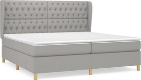 vidaXL Κρεβάτι Boxspring με Στρώμα Ανοιχτό Γκρι 200x200 εκ. Υφασμάτινο