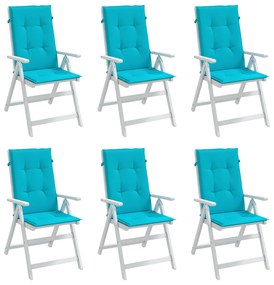 vidaXL Μαξιλάρια Καρέκλας με Ψηλή Πλάτη 6 τεμ. Τιρκουάζ Υφασμάτινα