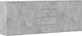 vidaXL Ντουλάπια 3 τεμ. Γκρι Σκυροδέματος Επεξεργ. Ξύλο