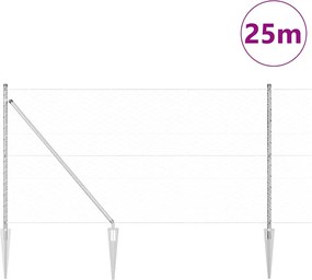 vidaXL Στύλος Περιφράξεων Ασημί 25 x 1 μ (50 mm πλέγμα) Ατσάλι