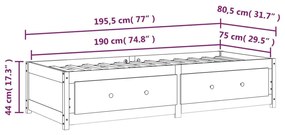 Κρεβάτι LED 75x190 εκ Μασίφ Ξύλο Πεύκου Small Single - Καφέ