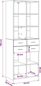 vidaXL Βιβλιοθήκη Artisan δρυς 30 x 42.4 x 185.2 εκ.