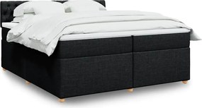 vidaXL Κρεβάτι Boxspring με Στρώμα Μαύρο 200x200 εκ. Υφασμάτινο
