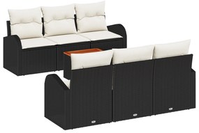 vidaXL Σετ καναπέ κήπου 7 τεμαχίων με μαξιλάρια Μαύρο πολυρατάν Ακακία
