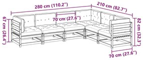 Καναπές Κήπου Σετ 6 Τεμαχίων από Μασίφ Ξύλο Πεύκου με Μαξιλάρια - Καφέ