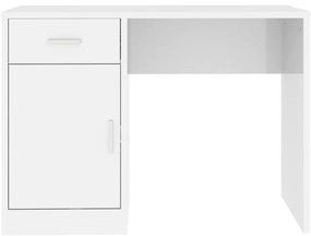 vidaXL Γραφείο με Συρτάρι &amp; Ντουλάπι Γυαλ. Λευκό 100x40x73 εκ Επ. Ξύλο