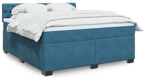 vidaXL Κρεβάτι Boxspring με Στρώμα Μπλε 180x200 εκ. Βελούδινο