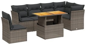 vidaXL Σετ Σαλονιού Κήπου 7 τεμ. Γκρι Συνθετικό Ρατάν με Μαξιλάρια