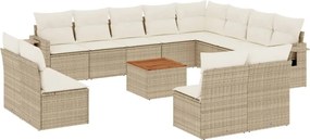 vidaXL Σετ Καναπέ Κήπου 13τεμ Μπεζ Συνθ. Ρατάν με Μαξιλάρια