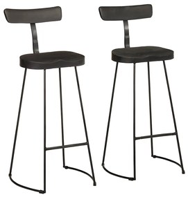 Bar Stools 2 τεμάχια Μαύρο 49x43x103 cm Στερεό ξύλο Mango