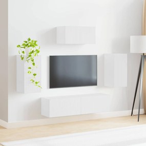 vidaXL Σετ επίπλου τηλεόρασης Επιτοίχιο 5 pcs Λευκό Επεξεργασμένο ξύλο